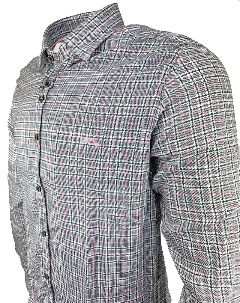 Dario Beltran Limpias Slim Fit Shirt - Black Pink Check