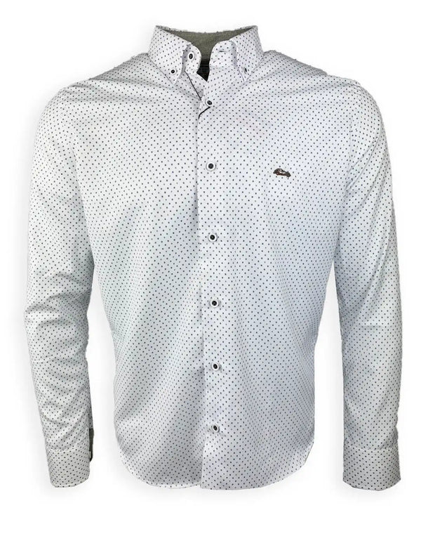 Dario Beltran Men’s Aduna Patterned Tapered Fit Shirt White