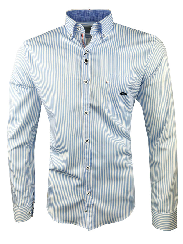 Dario Beltran Mens Alevaro Shirt Stripe Blue Northern Ireland Belfast