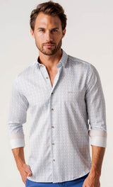 Dario Beltran Mens Durin Shirt White/Blue Floral Northern Ireland