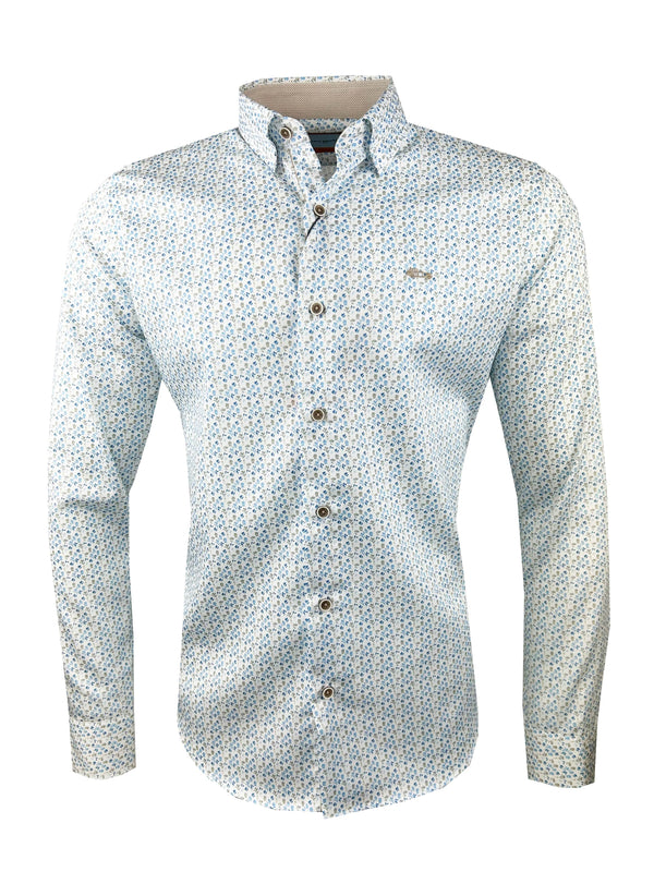 Dario Beltran Mens Durin Shirt White/Blue Floral Northern Ireland