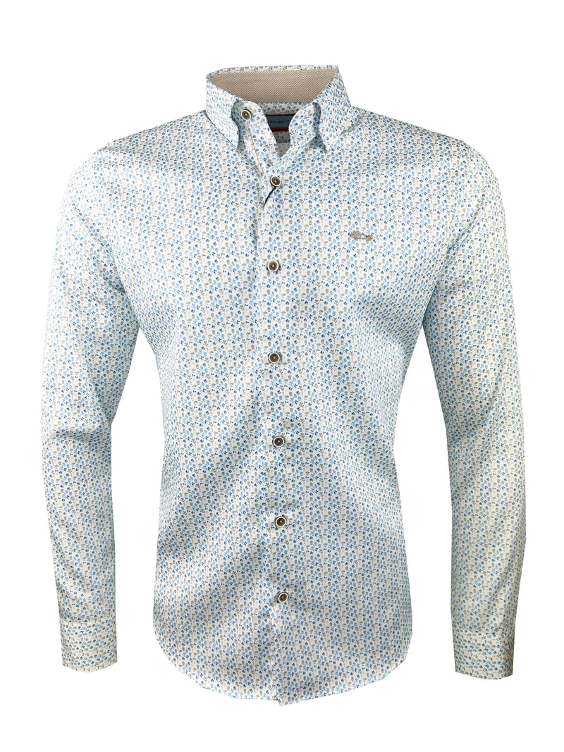 Dario Beltran Mens Durin Shirt White/Blue Floral Northern Ireland