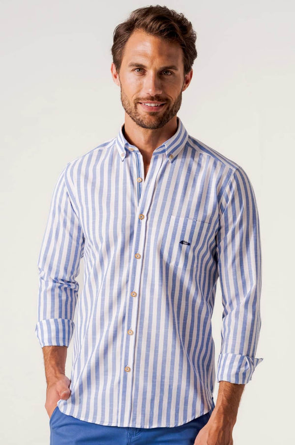 Dario Beltran Mens Gines Shirt Stripe Blue Northern Ireland Belfast