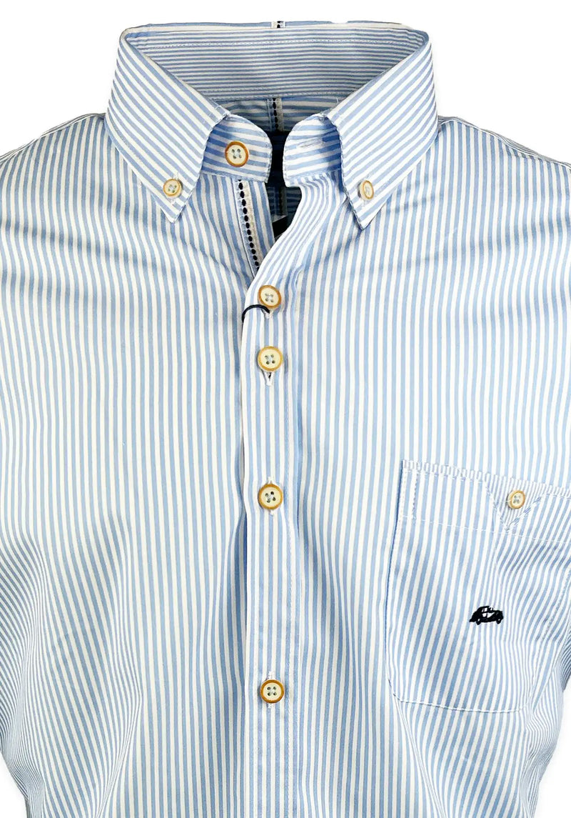 Dario Beltran Men’s Lancara LS Shirt Stripe Regular Fit Blue