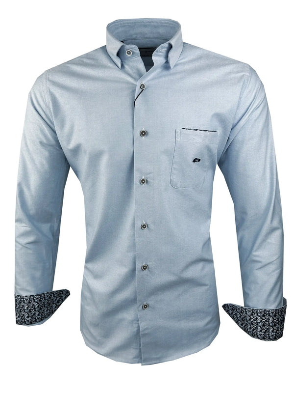 Dario Beltran Mens Long Sleeve Oxford Shirt Arcones Sky Blue Northern