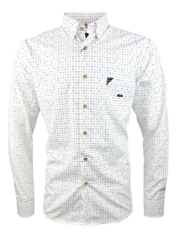 Dario Beltran Men’s LS Shirt Archena Regular Fit White Multi