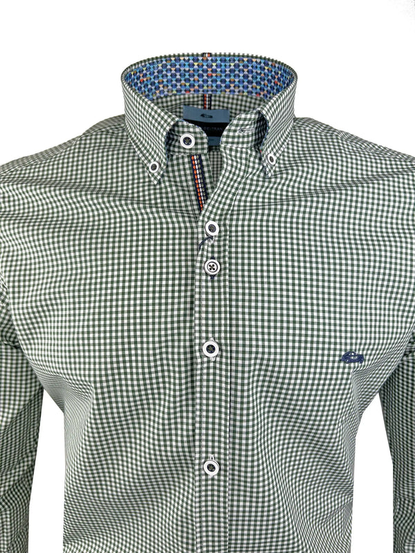 Dario Beltran Men’s Troto Long Sleeve Shirt Green Gingham Northern