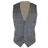 Dark Grey & Brown Wide Check Tweed Waistcoat