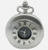 David Aster Quartz Half Hunter Pocket Watch - Silver/Black Northern