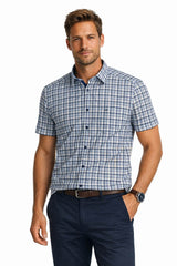 DG Drifter Short Sleeve Shirt Blue/Beige Check Northern Ireland