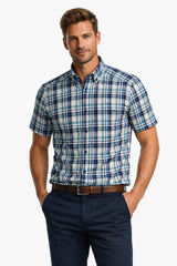 DG Drifter Short Sleeve Shirt Green/Blue Check Northern Ireland
