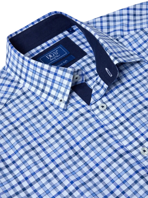 DG’s Drifter Mens Short Sleeve Check Shirt 14714SS - 12 Blue