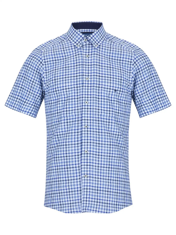 DG’s Drifter Mens Short Sleeve Check Shirt 14714SS - 12 Blue
