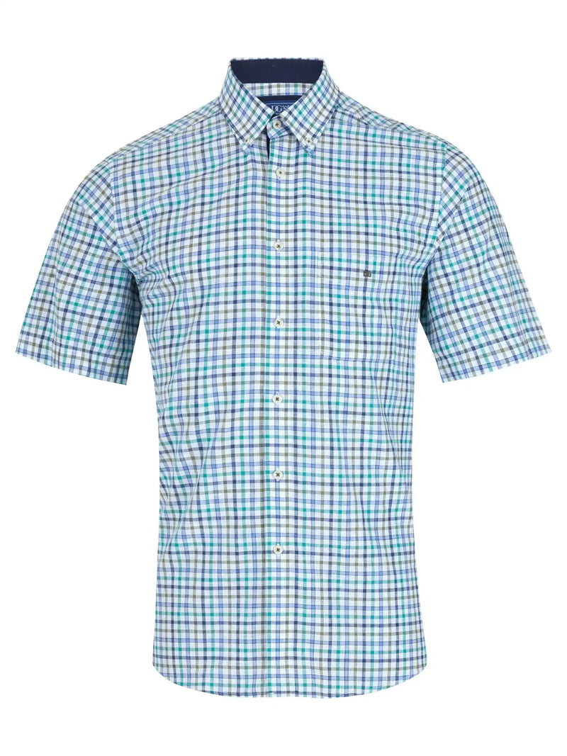 DG’s Drifter Mens Short Sleeve Check Shirt 14714SS - 13 Green