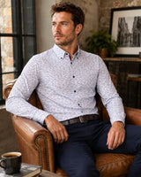 DG’s Drifter Geneva Red & White Floral Long Sleeve Casual Shirt
