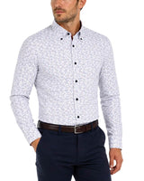 DG’s Drifter Geneva Red & White Floral Long Sleeve Casual Shirt