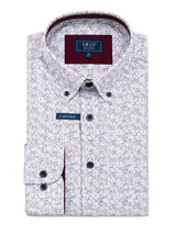 DG’s Drifter Geneva Red & White Floral Long Sleeve Casual Shirt