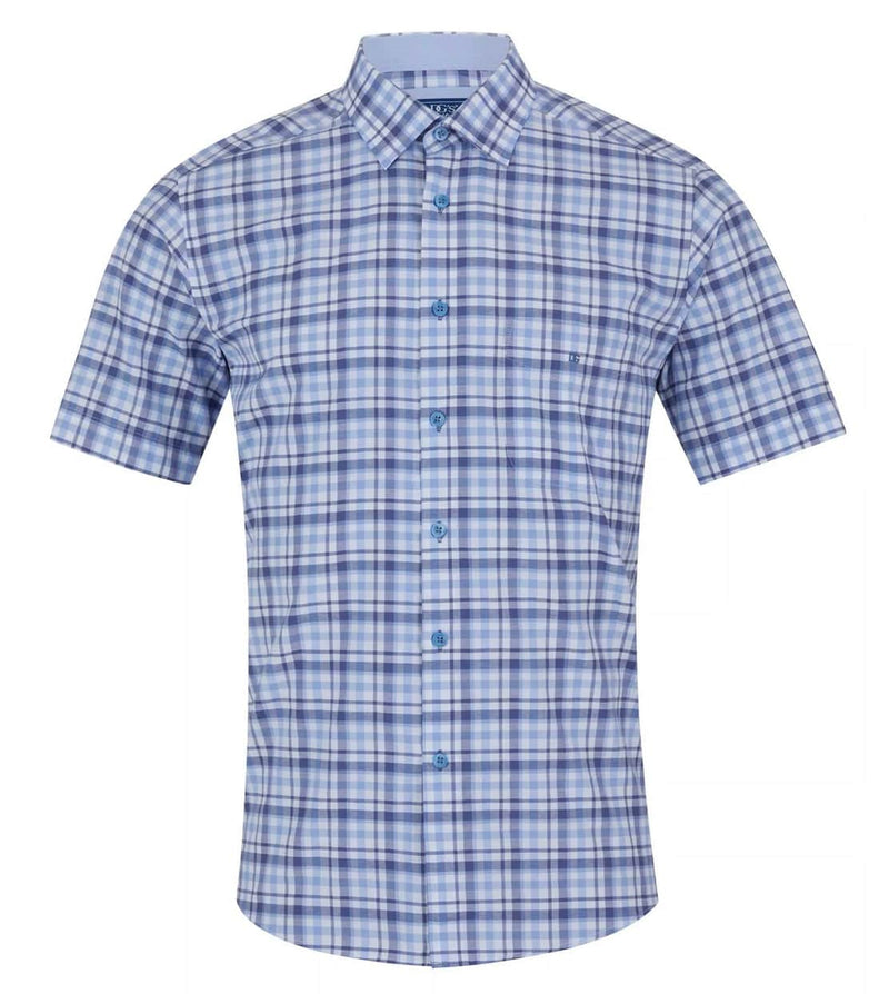 DG’s Drifter Ivano Short Sleeve Check Shirt Light Blue Northern