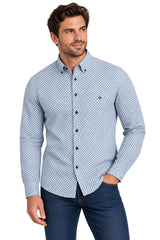DG’s Drifter Long Sleeve Geometric Print Shirt Blue Northern Ireland