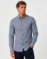 DG’s Drifter Long Sleeve Shirt Navy & White Gingham Northern Ireland
