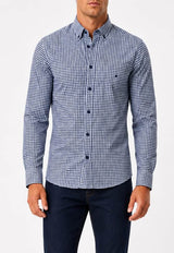 DG’s Drifter Long Sleeve Shirt Navy & White Gingham Northern Ireland