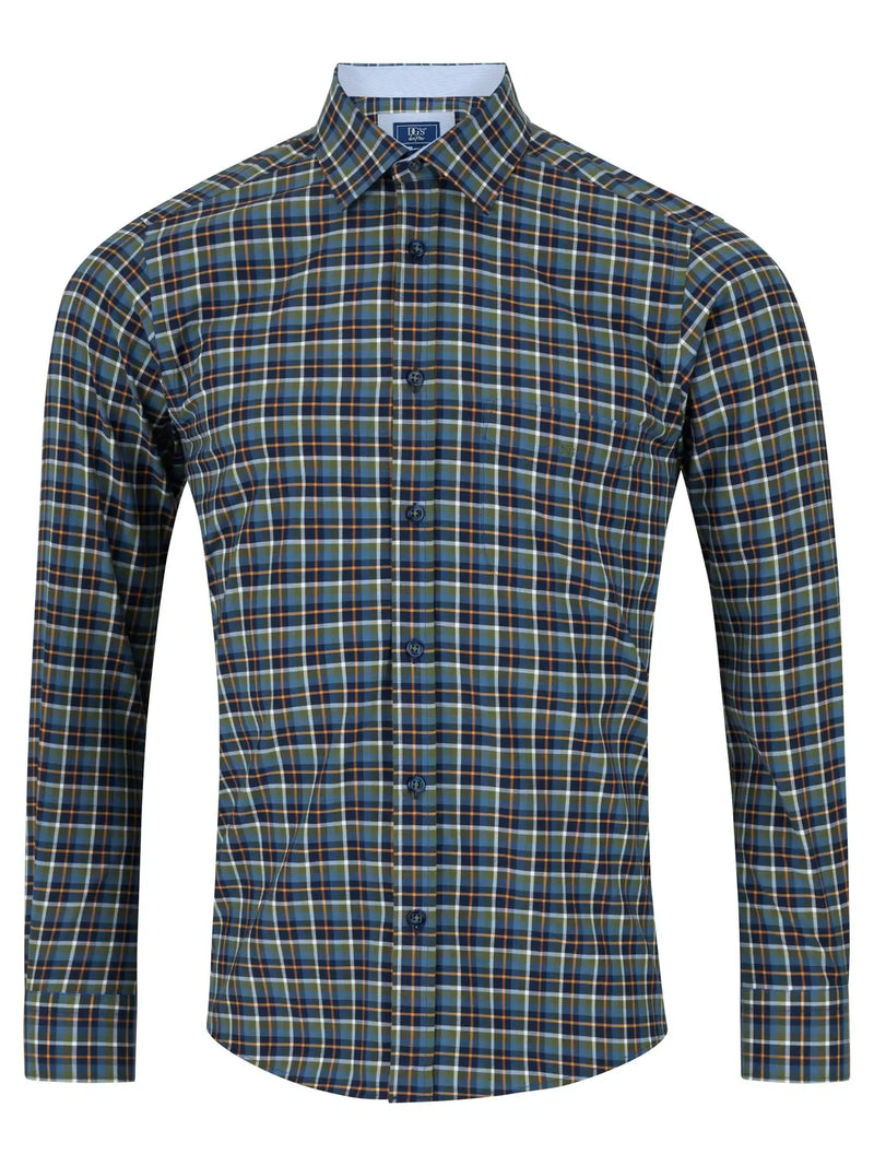 DG’s Drifter LS Check Shirt 14661/35 Olive/Navy Northern Ireland