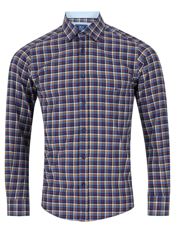 DG’s Drifter LS Check Shirt 14661/46 Brown/Navy Northern Ireland