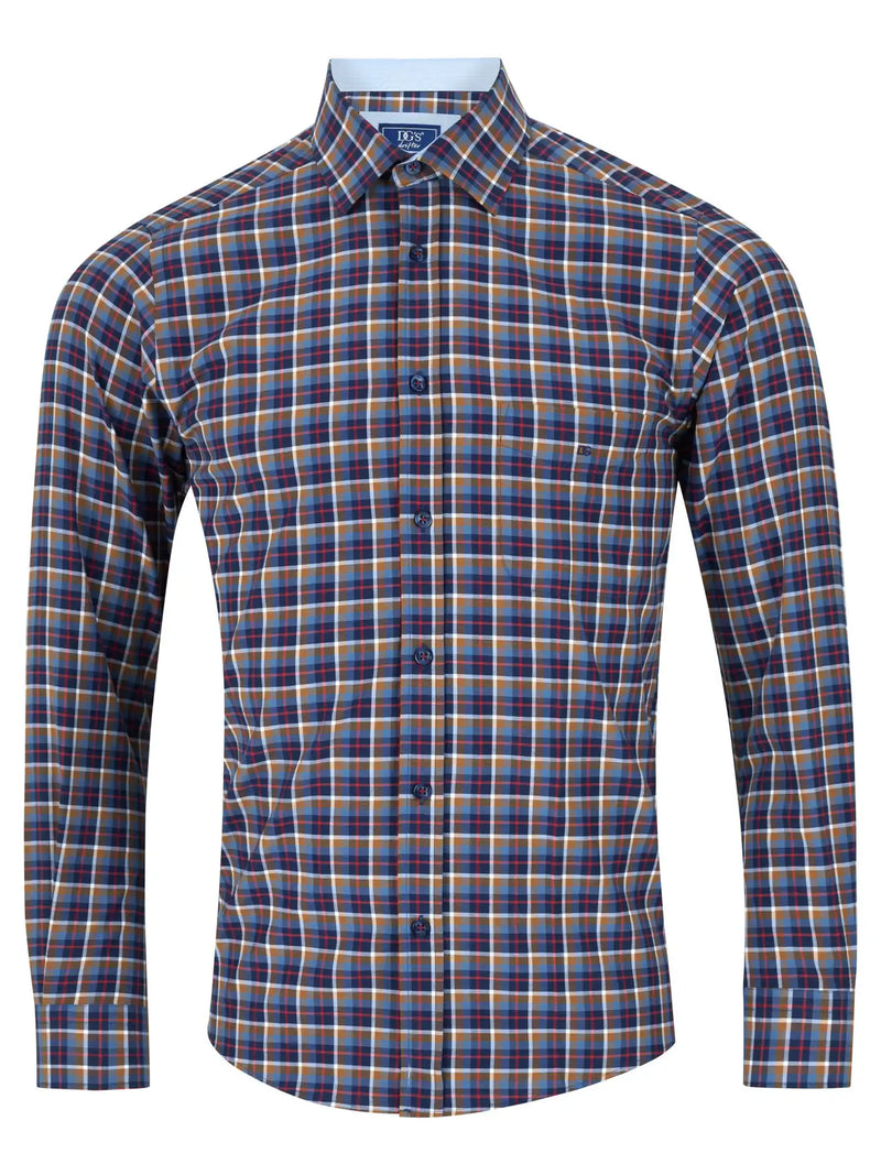 DG’s Drifter LS Check Shirt 14661/46 Brown/Navy Northern Ireland