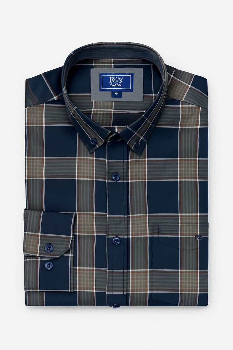 DG’s Drifter LS Check Shirt Ivano Navy Northern Ireland Belfast