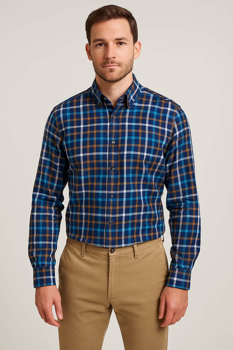 DG’s Drifter Mens Casual Check Shirt Dark Blue Northern Ireland
