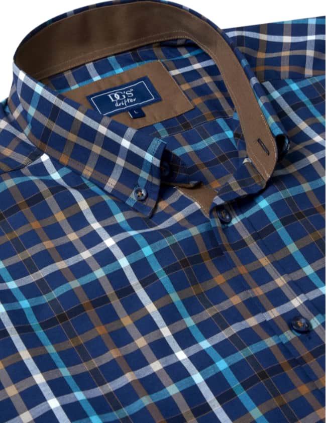 DG’s Drifter Mens Casual Check Shirt Dark Blue Northern Ireland
