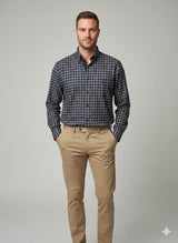 DG’s Drifter Mens Casual Check Shirt Navy/Burgundy/Blue Northern