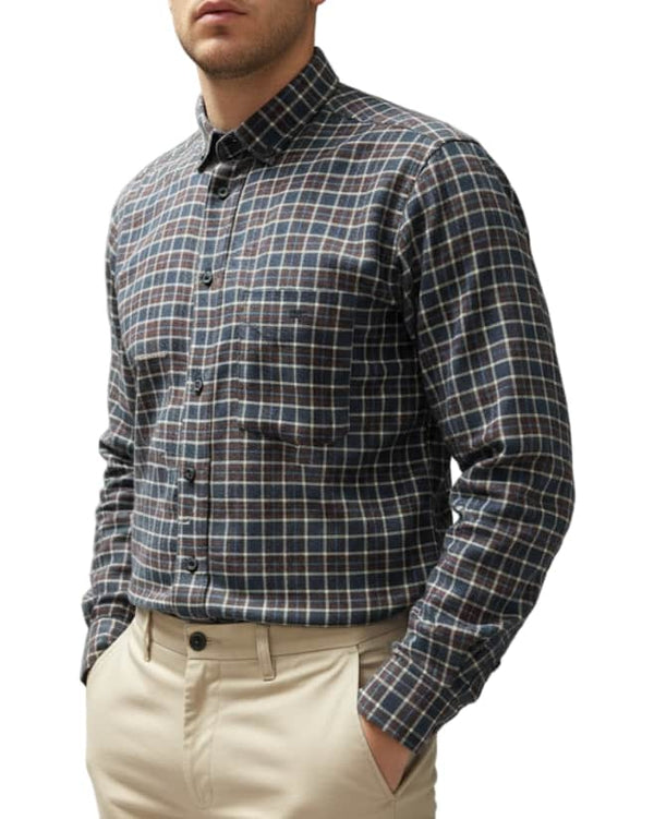 DG’s Drifter Mens Casual Check Shirt Navy/Burgundy/Blue Northern