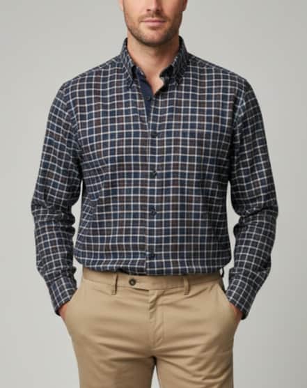 DG’s Drifter Mens Casual Check Shirt Navy/Burgundy/Blue Northern