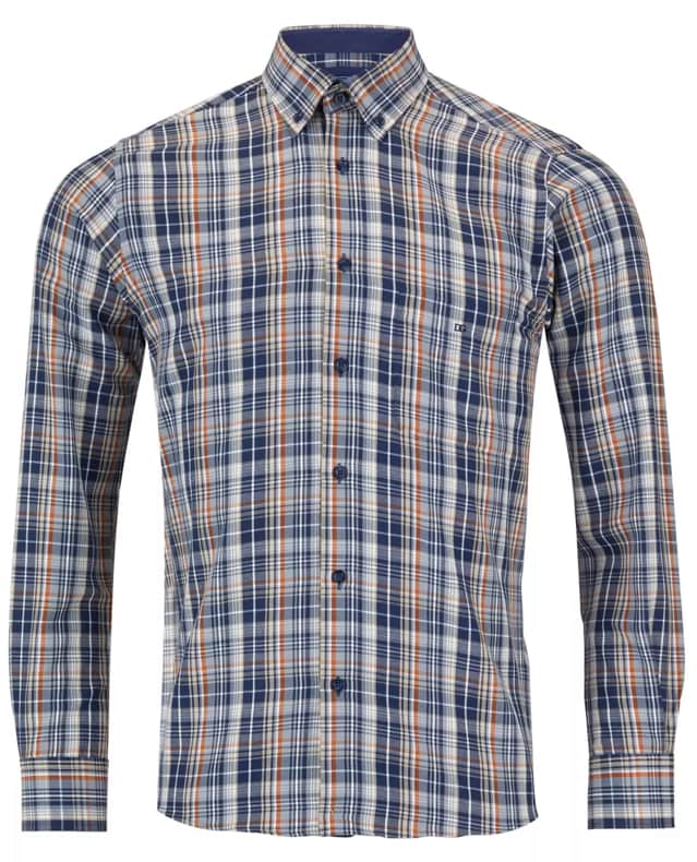 DG’s Drifter Mens Casual Check Shirt Navy & Orange Northern Ireland