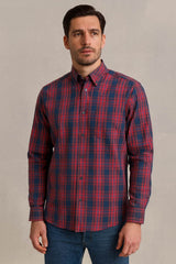 DG’s Drifter Mens Casual Check Shirt Wine/Navy Northern Ireland