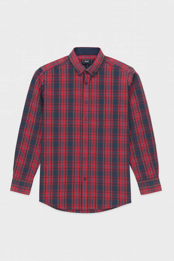 DG’s Drifter Mens Casual Check Shirt Wine/Navy Northern Ireland