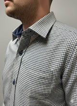 DG’s Drifter Mens Casual Houndstooth Shirt Navy & White Northern
