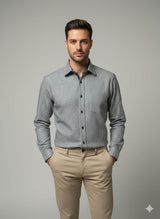DG’s Drifter Mens Casual Houndstooth Shirt Navy & White Northern