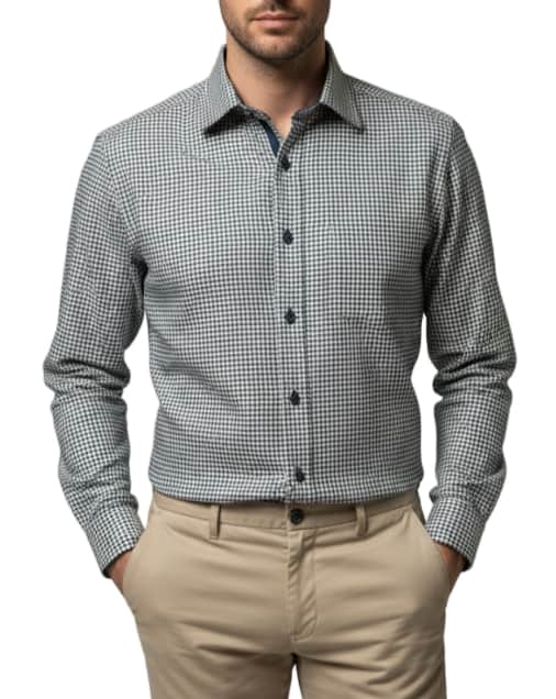DG’s Drifter Mens Casual Houndstooth Shirt Navy & White Northern