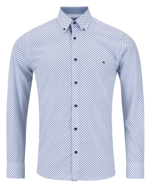 DG’s Drifter Mens Casual Print Shirt Blue Burgundy & White Northern