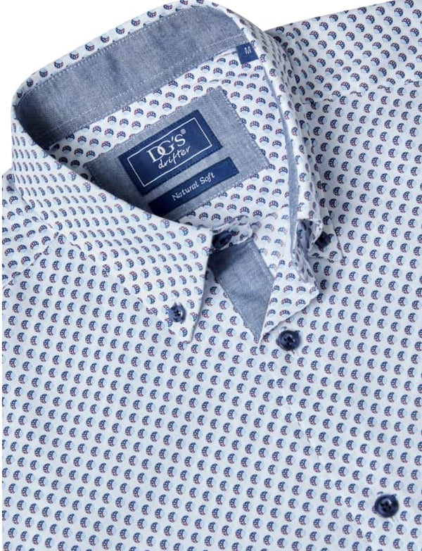 DG’s Drifter Mens Casual Print Shirt Blue Burgundy & White Northern