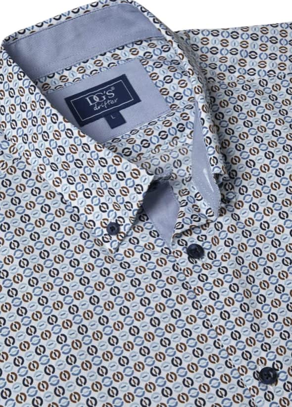 DG’s Drifter Mens Casual Print Shirt Blue & White Northern Ireland