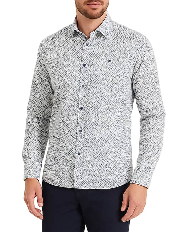 DG’s Drifter Mens Casual Print Shirt Floral Blue & White Northern