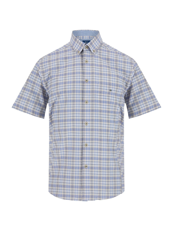 DG’s Drifter Men’s Short Sleeve Check Shirt 14444SS/92 Ivano Beige