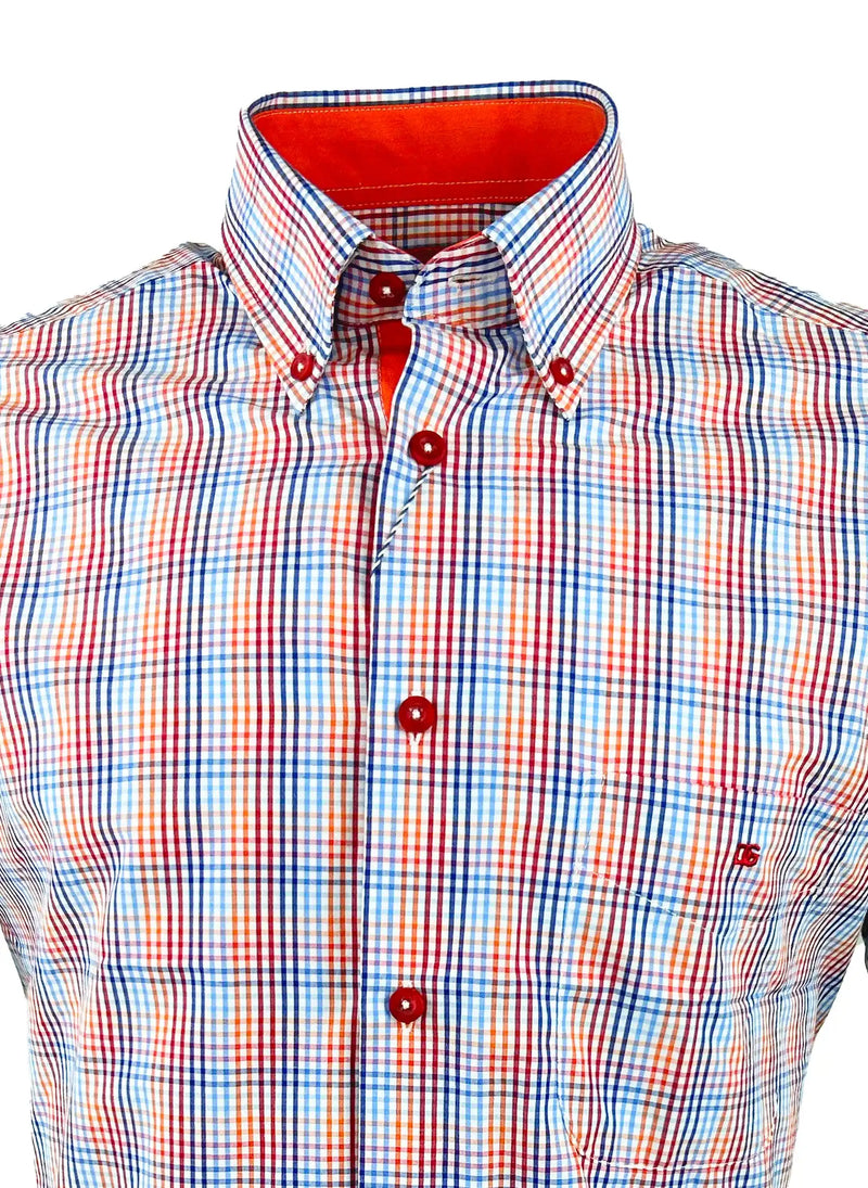 DG’s Drifter Mens Short Sleeve Check Shirt 14607SS - 54 Orange