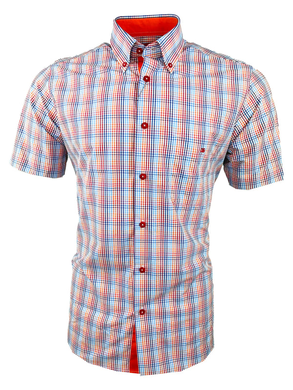 DG’s Drifter Mens Short Sleeve Check Shirt 14607SS - 54 Orange