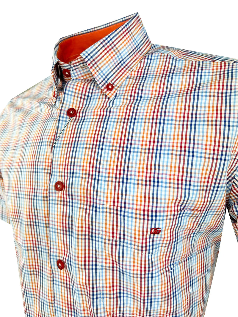 DG’s Drifter Mens Short Sleeve Check Shirt 14607SS - 54 Orange