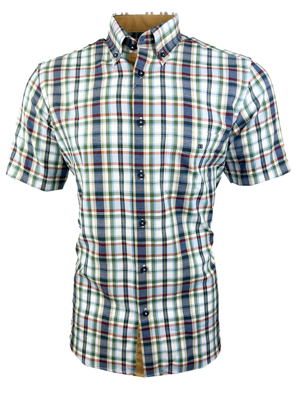 DG’s Drifter Mens Short Sleeve Check Shirt 14612SS - 28 Navy