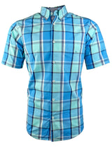 DG’s Drifter Mens Short Sleeve Check Shirt Ivano 14724SS-26 Turquoise